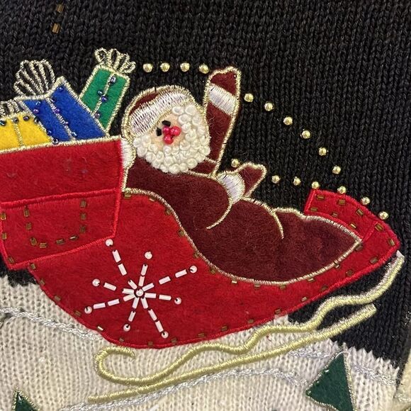 Bobbie Brooks Women’s V-neck Christmas Beading Embroidery Sleeveless Vest-L - Picture 11 of 16